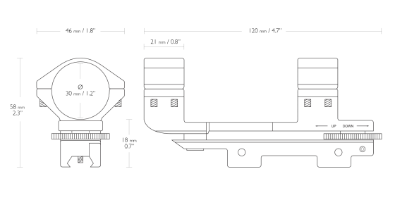 Кронштейн Hawke Adjustable на 30мм на планку 9-11мм, высокий, +/-30 MOA (22301)